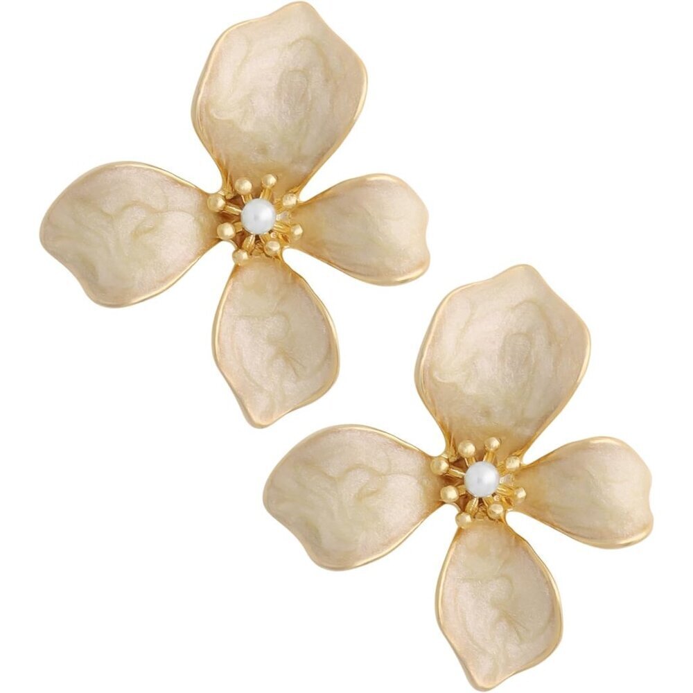 Pastel Flower Stud Earrings Alloy Steel Casual Elegant for Women